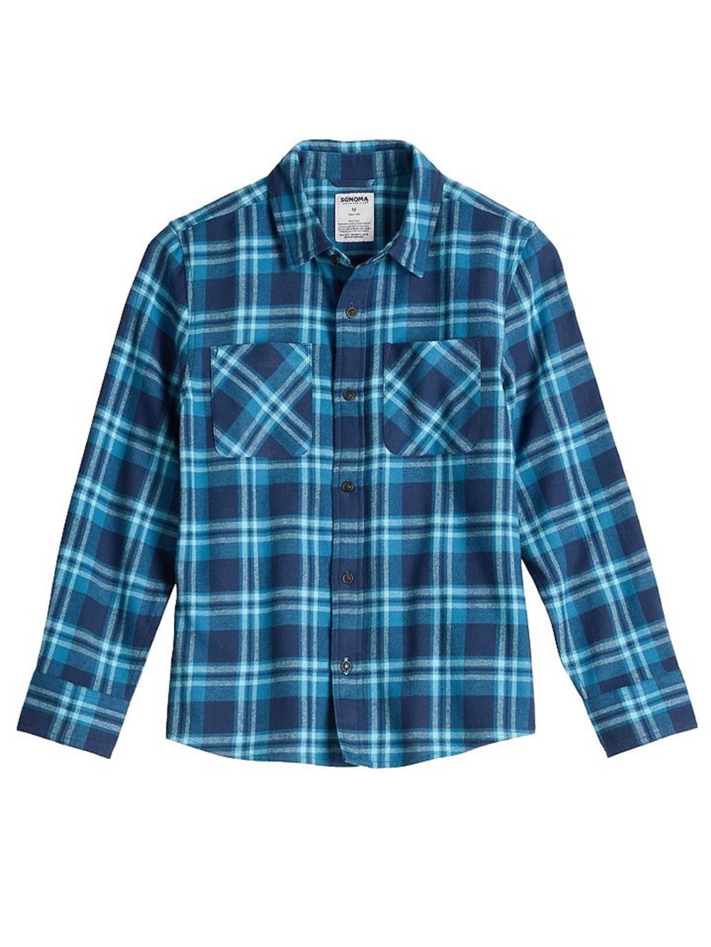 Sonoma Goods for Life Boys Plaid Supersoft Flannel Long Sleeve Button Down Shirt